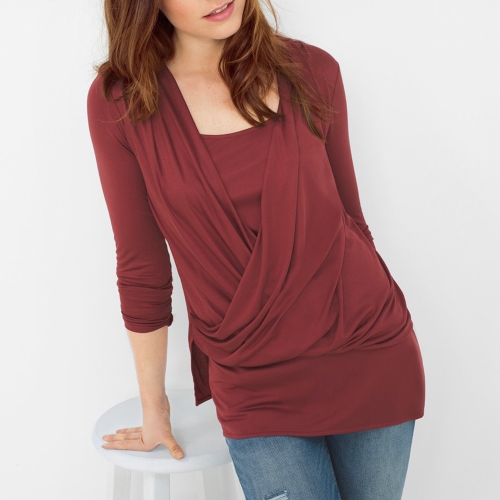 WHBM White House Black Market Surplice Tunic Top Burnt Orange Size Small
